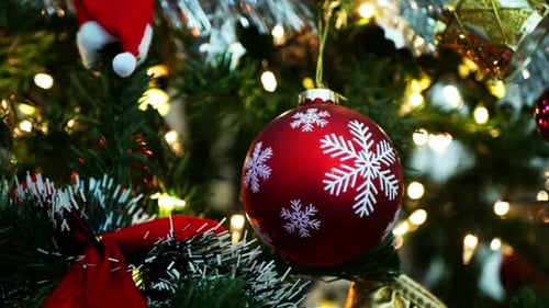 Festive Christmas Tree with Ornaments and Lights