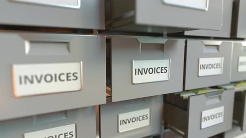 File Cabinet with INVOICES Text