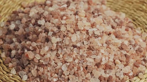 Close Up of Himalayan Pink Salt in Basket