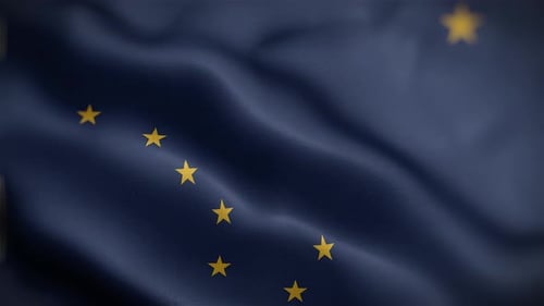 Animated Waving Dark Blue Flag with Yellow Stars