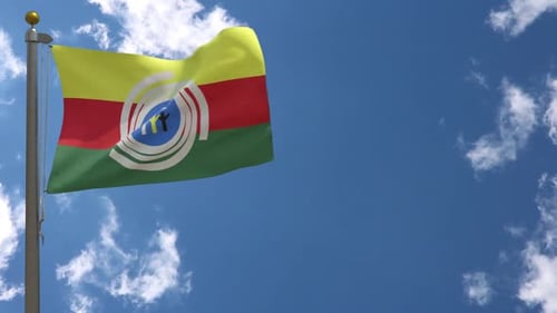 Realistic Waving Flag With Diversity And Community Symbol