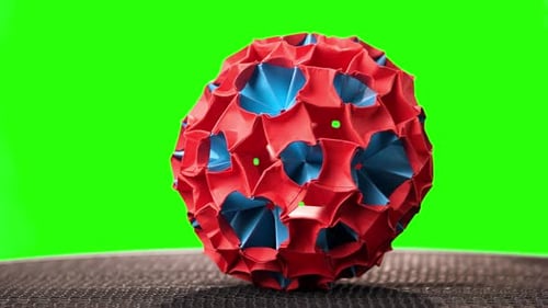 Creative Origami Ball on Green Screen.