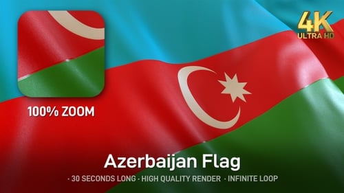 Realistic Waving Flag of Azerbaijan with Seamless Animation