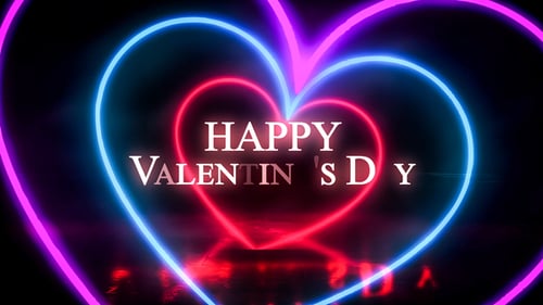 Animated Neon Hearts Tunnel with Valentine's Day Message