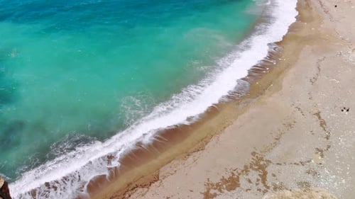 Deserted Beach with Crystal Clear Water on Shores of Mediterranean Sea