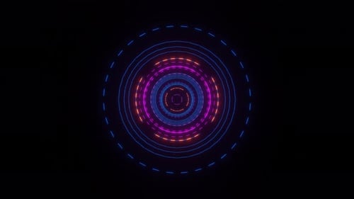 Endloser futuristischer Weltraumtunnel mit Neonlichtern