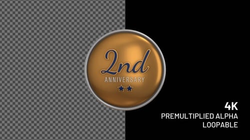 Rotating Golden 3D 2nd Anniversary Badge