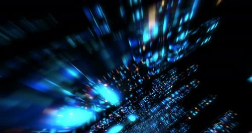 Futuristic Digital Tunnel of Data Stream Flow