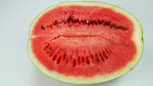 Cut Watermelon with Pink Interior and Dark Seeds