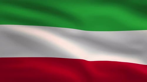 Realistic Waving Green White Red Horizontal Flag