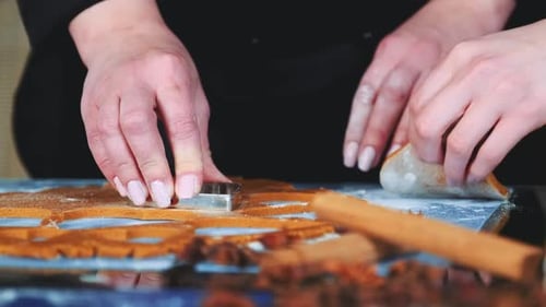 Holiday Baking of Gingerbread Cookies at Home