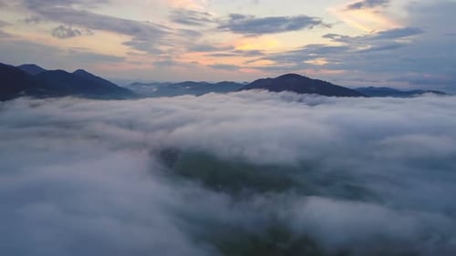 Mountain Landscape Cloudscape Aerial at Sunrise or Sunset