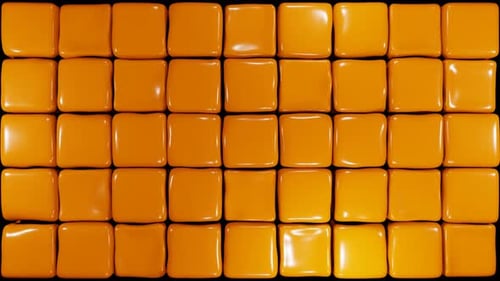 Orangefarbene weiche Würfel bewegen sich zufällig. Geleewürfel verziehen sich. 3D-Rendern von abstrakten Boxen.
Zusammenfassung