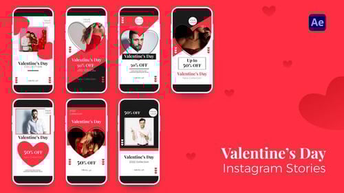 Modern Instagram Stories with Hearts for Valentine's Day Sales