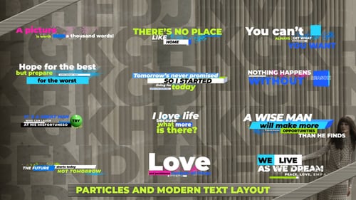 Modern Kinetic Typography Text Layouts with Dynamic Particle Overlays