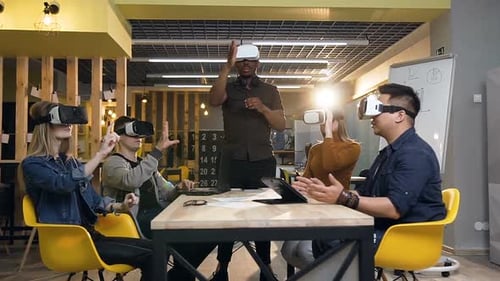 Team Exploring Virtual Reality in the Office