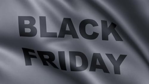 Black Friday Sale Text on Waving Flag Animation