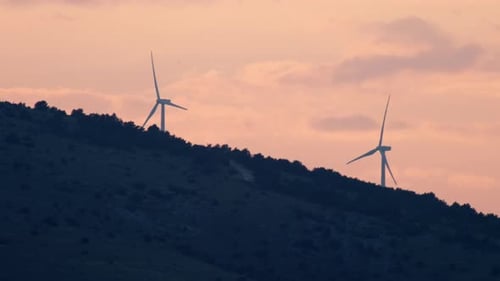 Windmills at Sunset in the Mountains