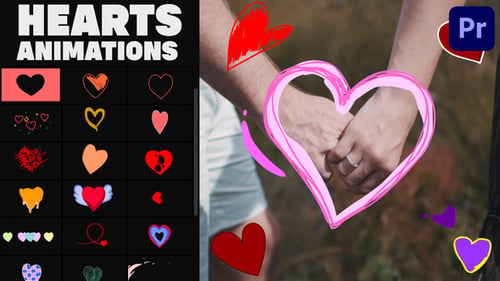 Cartoon Hearts Stickers for Premiere Pro