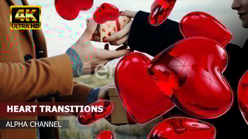 Glossy Red Heart Overlays for Romantic Videos and Weddings