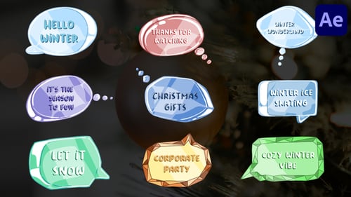 Animated Ice and Crystal Speech Bubble Text Displays