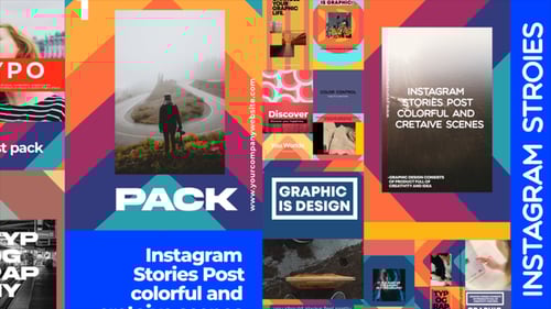 Dynamic Geometric Instagram Story Graphics with Modern Typography