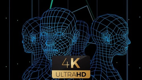 Futuristic Wireframe Human Heads Digital Technology Loop