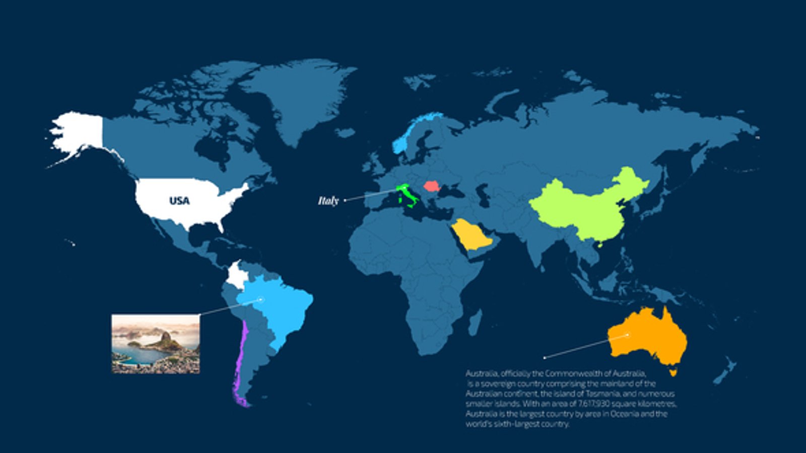 Interactive World Map Infographics with Customizable Country Data ...
