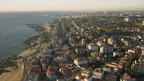 Aerial View of the Old Metropolis with Beautiful Sunset in the Sky