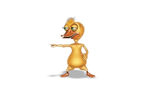 Cartoon Duck Dance Looped on White