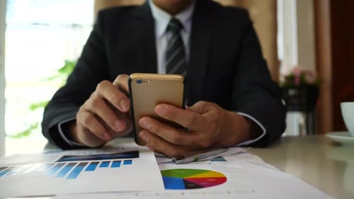 Businessman hands doing analysis planning business project in office.