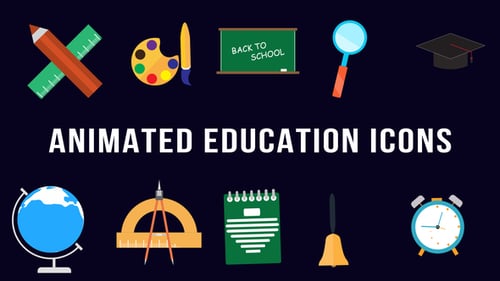 Animated Education Icons Pack with Flat Design