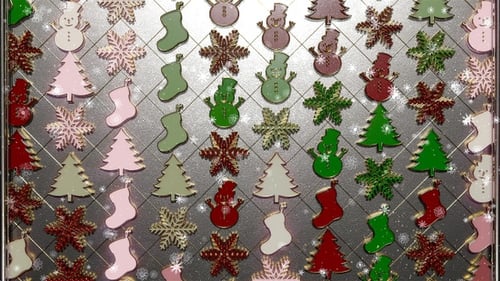 Festive Christmas Ornaments with Sparkles and Falling Snow
