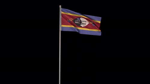 Eswatini (Swaziland) National Flag Waving Animation