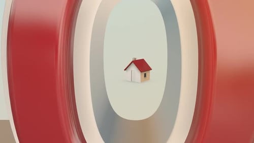 Small house with a red roof. Camera zoom out showing large `Development` word.