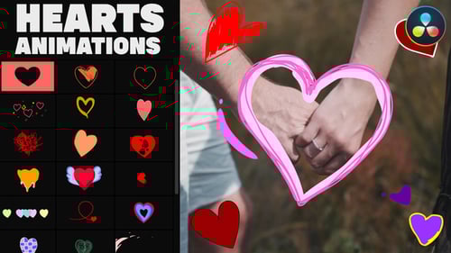 Cartoon Hearts Stickers for DaVinci Resolve