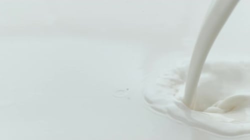 Milk pouring and splashing in slow motion; shot on Phantom Flex 4K at 1000 fps