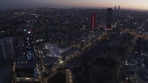 Aerial View of Cityscape at Night