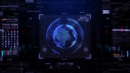 Futuristic Digital Global Network HUD Interface Animation