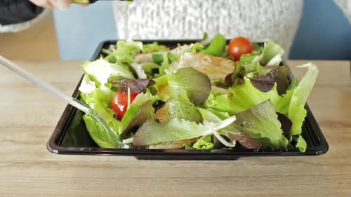 Oil on Salad at Restaurant