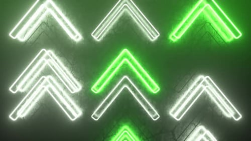 Scrolling Neon Green and White Up Arrows Background