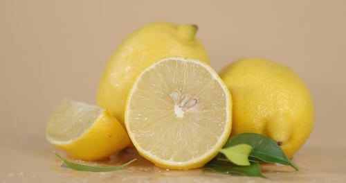 Close Up Shot of Lemons and Leaves