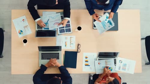 Business People Group Meeting Shot From Top View