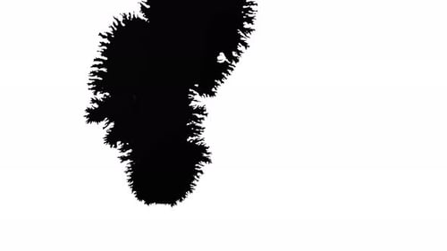 Abstract Black Paint Drop Spreading on White Background
