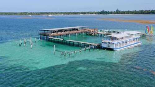 Aerial view of Ocean Adventures, dolphin habitat in Punta Cana, Caribbean