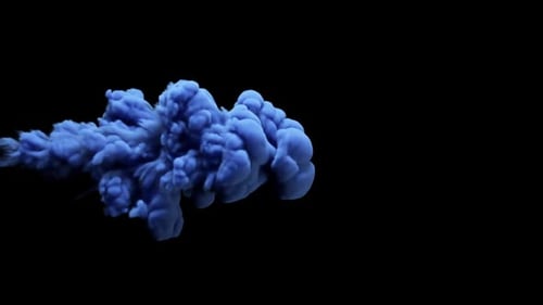 Abstract Blue Ink Flowing and Spreading in Water