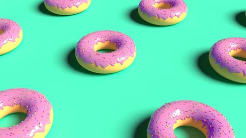 Realistic Pink Donuts Minimalistic Cover Footage Able To Loop Seamless