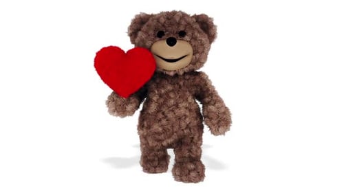 Cute 3D Animated Teddy Bear Holding a Red Heart