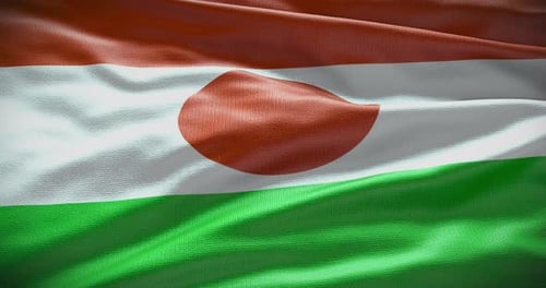 Niger Flag Waving with Realistic Fabric Texture Loop