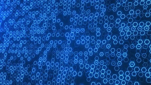 Hexagones géométriques futuristes, cellules de surface numériques, technologie futuriste, style